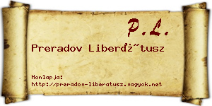 Preradov Liberátusz névjegykártya